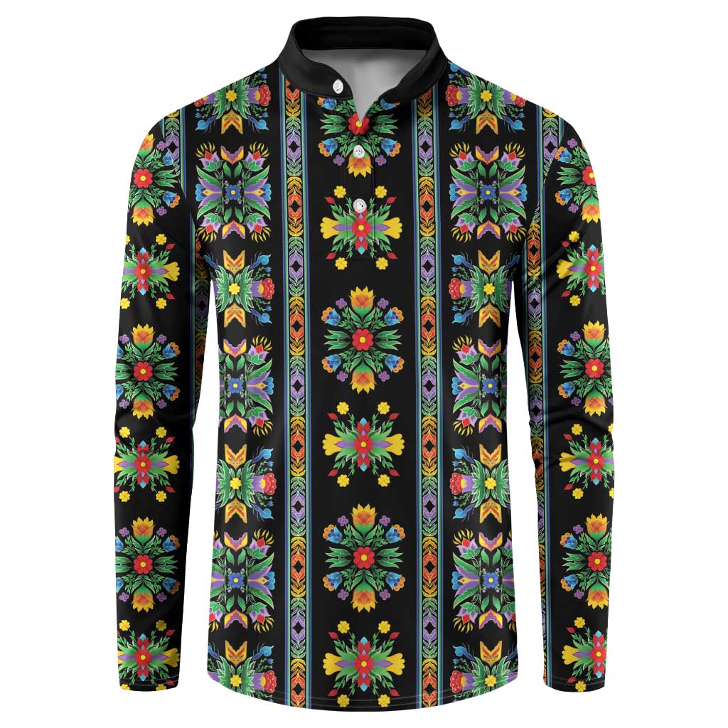 Regalia Stripe Floral Pattern Button Sweatshirt Colorful Attractive - Wonder Print Shop