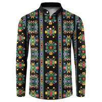 Regalia Stripe Floral Pattern Button Sweatshirt Colorful Attractive - Wonder Print Shop