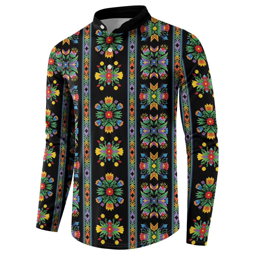 Regalia Stripe Floral Pattern Button Sweatshirt Colorful Attractive - Wonder Print Shop
