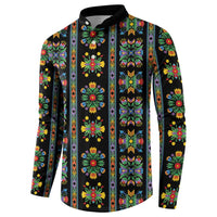 Regalia Stripe Floral Pattern Button Sweatshirt Colorful Attractive - Wonder Print Shop