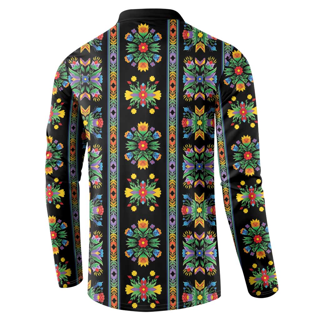 Regalia Stripe Floral Pattern Button Sweatshirt Colorful Attractive - Wonder Print Shop