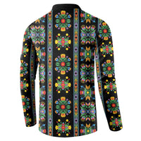 Regalia Stripe Floral Pattern Button Sweatshirt Colorful Attractive - Wonder Print Shop