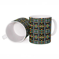 Regalia Stripe Floral Pattern Ceramic Mug Colorful Attractive - Wonder Print Shop