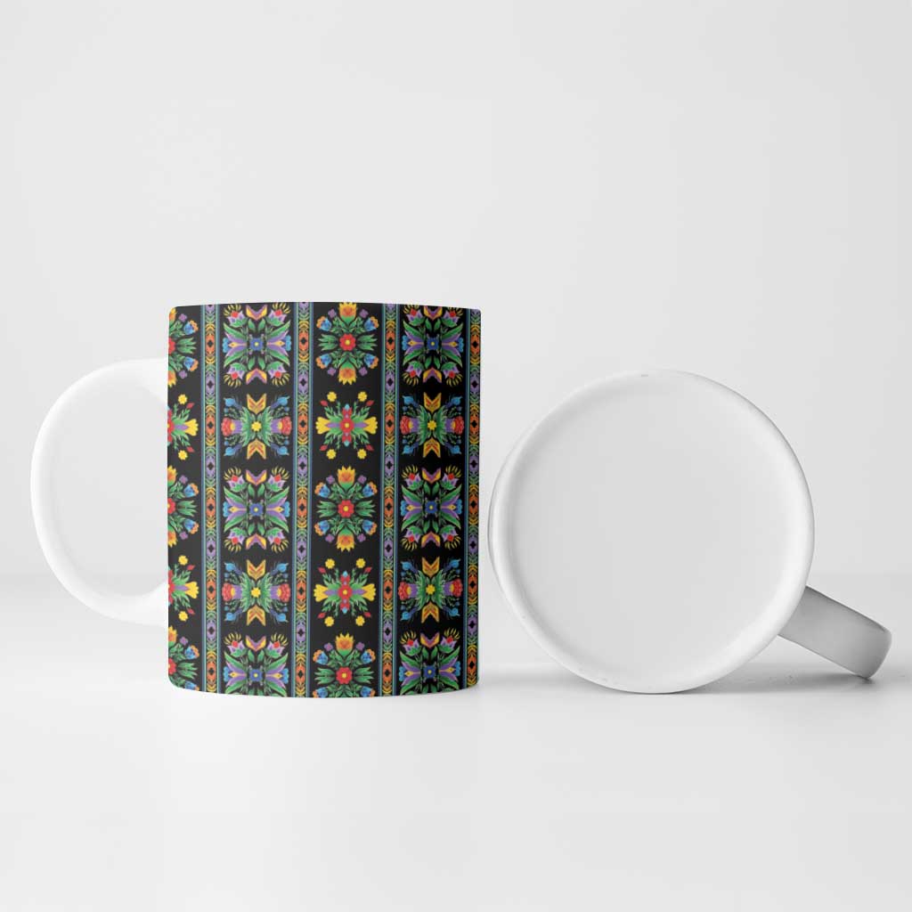 Regalia Stripe Floral Pattern Ceramic Mug Colorful Attractive - Wonder Print Shop