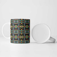 Regalia Stripe Floral Pattern Ceramic Mug Colorful Attractive - Wonder Print Shop