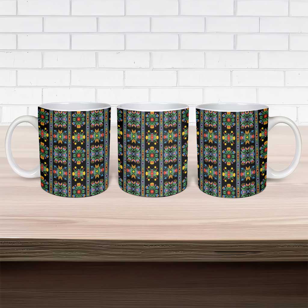 Regalia Stripe Floral Pattern Ceramic Mug Colorful Attractive - Wonder Print Shop