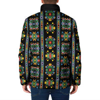 Regalia Stripe Floral Pattern Padded Jacket Colorful Attractive - Wonder Print Shop
