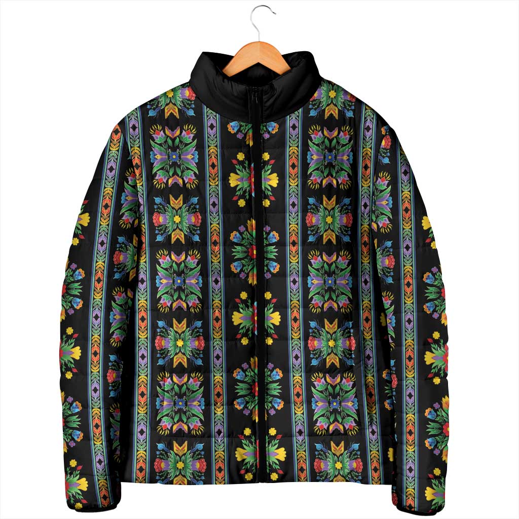 Regalia Stripe Floral Pattern Padded Jacket Colorful Attractive - Wonder Print Shop