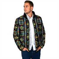 Regalia Stripe Floral Pattern Padded Jacket Colorful Attractive - Wonder Print Shop