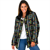 Regalia Stripe Floral Pattern Padded Jacket Colorful Attractive - Wonder Print Shop