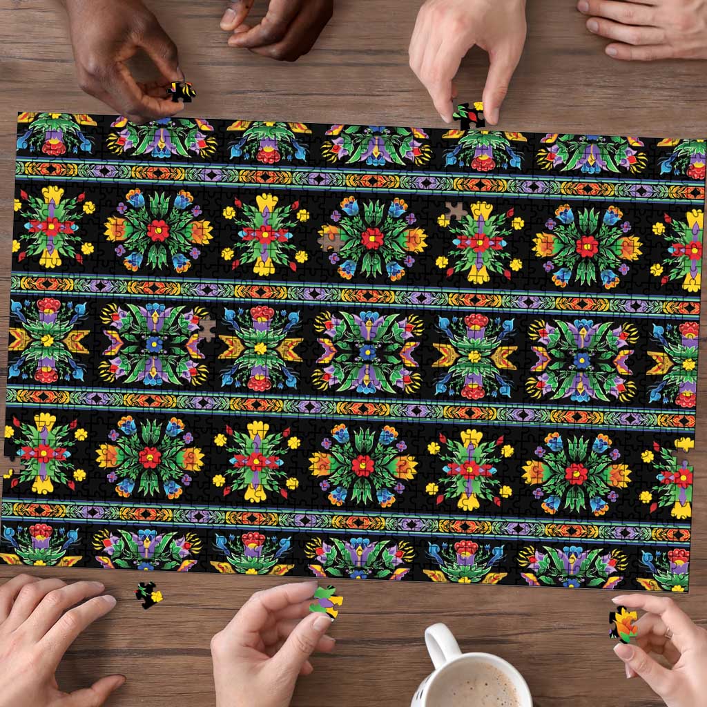 Regalia Stripe Floral Pattern Puzzle Colorful Attractive - Wonder Print Shop