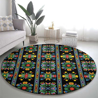 Regalia Stripe Floral Pattern Round Carpet Colorful Attractive - Wonder Print Shop
