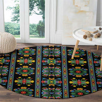 Regalia Stripe Floral Pattern Round Carpet Colorful Attractive - Wonder Print Shop