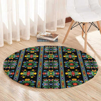 Regalia Stripe Floral Pattern Round Carpet Colorful Attractive - Wonder Print Shop