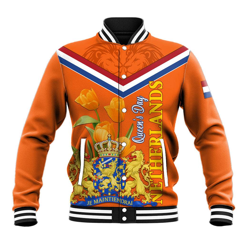 Netherlands Queen Day 2024 Baseball Jacket Nederland Koningsdag Orange Tulips - Wonder Print Shop