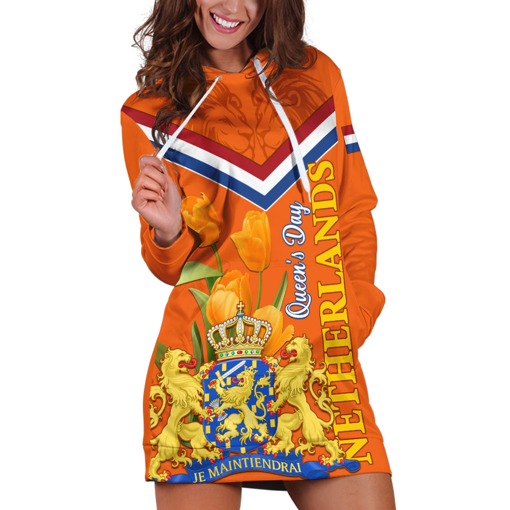 Netherlands Queen Day 2024 Hoodie Dress Nederland Koningsdag Orange Tulips - Wonder Print Shop