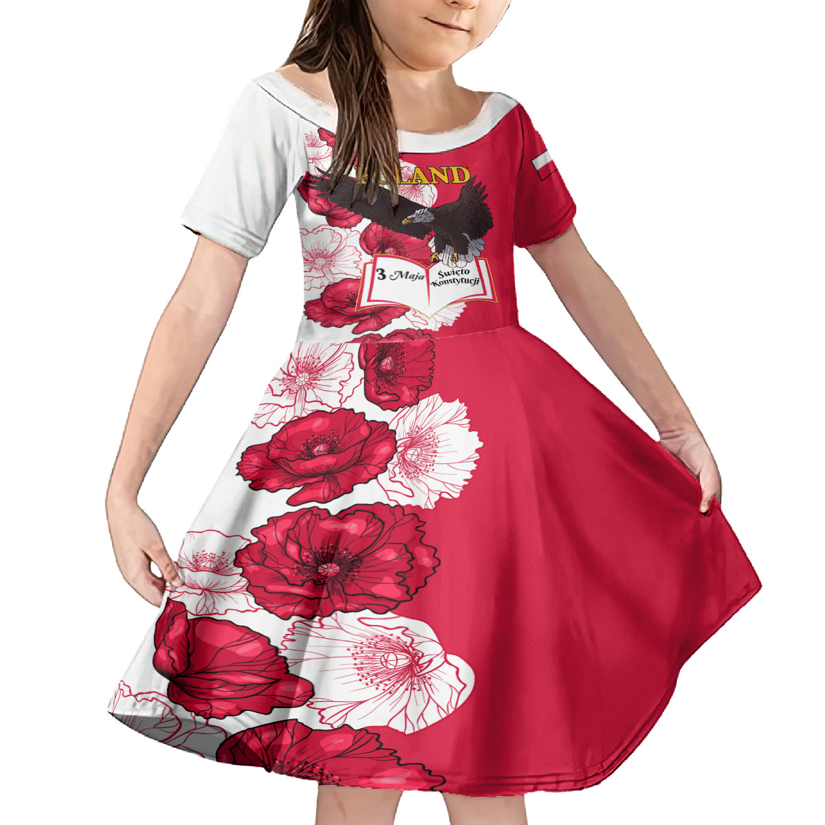 Poland Constitution Day 2024 Kid Short Sleeve Dress Polska Swieto Konstytucji 3 Maja - Wonder Print Shop