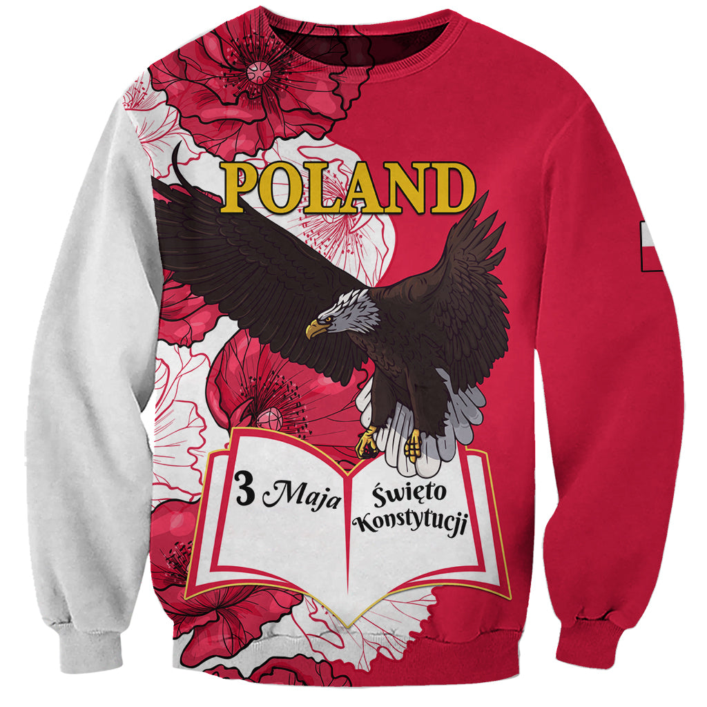 Unisex red and gray sweatshirt with eagle and constitution book graphic