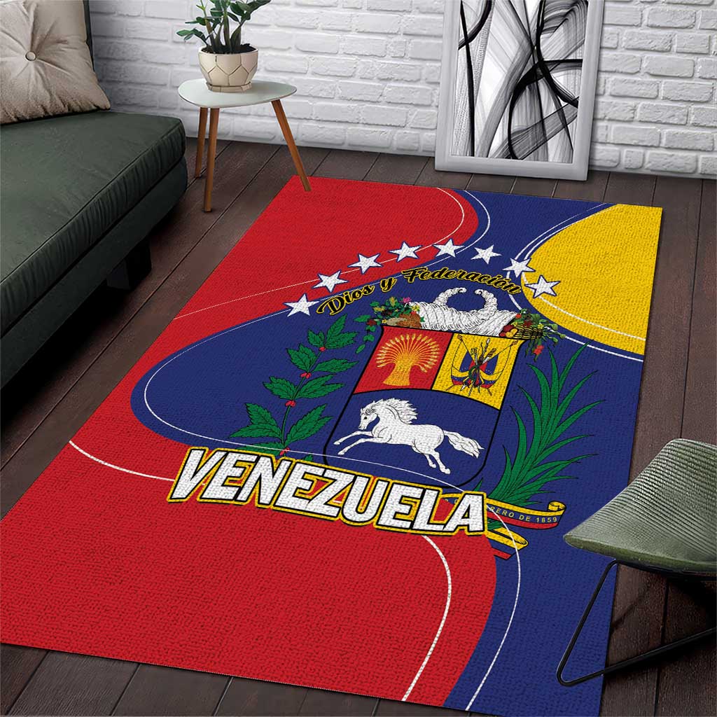 Venezuela Area Rug Coat Of Arms Curve Style