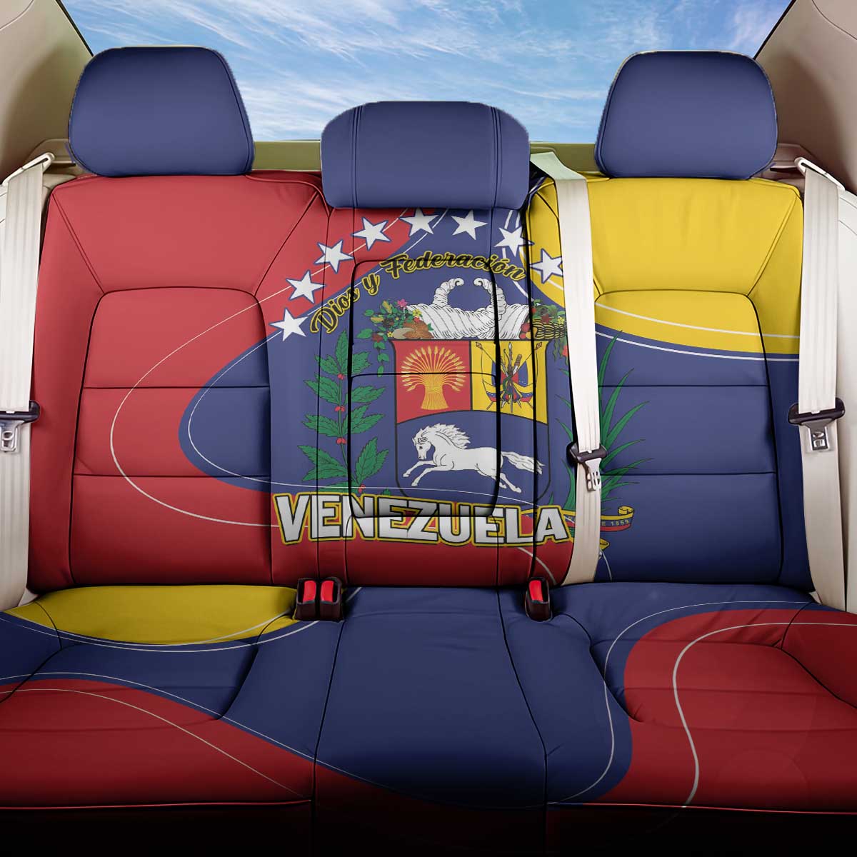 Venezuela Back Car Seat Cover Coat Of Arms Curve Style