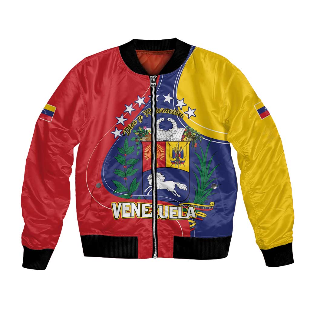 Personalized Venezuela Bomber Jacket Coat Of Arms Curve Style