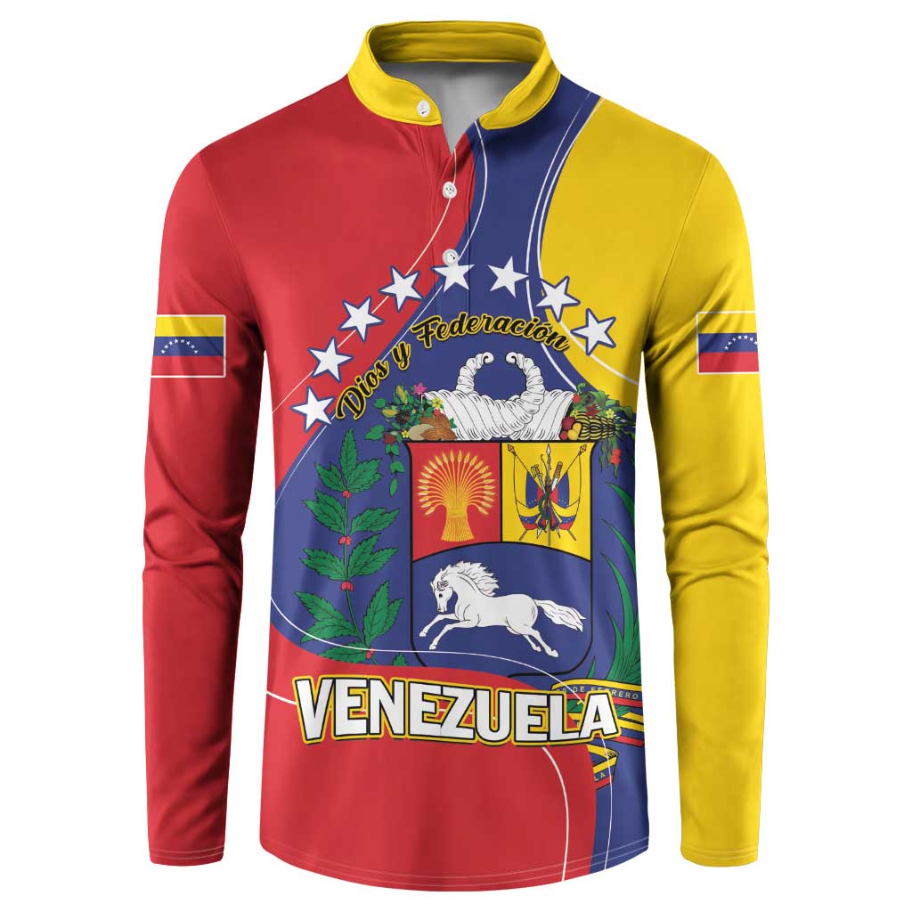 Personalized Venezuela Button Sweatshirt Coat Of Arms Curve Style