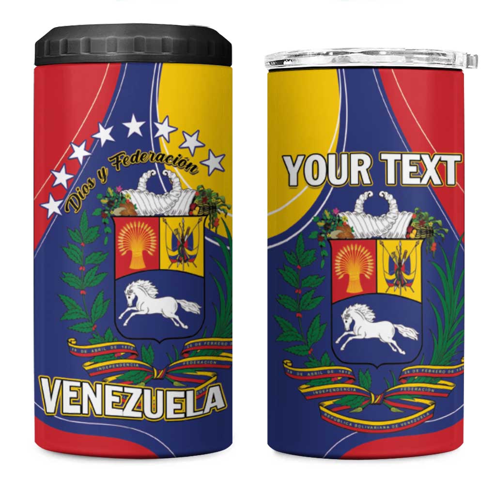 Personalized Venezuela 4 in 1 Can Cooler Tumbler Coat Of Arms Curve Style