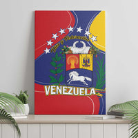 Upright canvas wall art showing Venezuela coat of arms, red blue and yellow