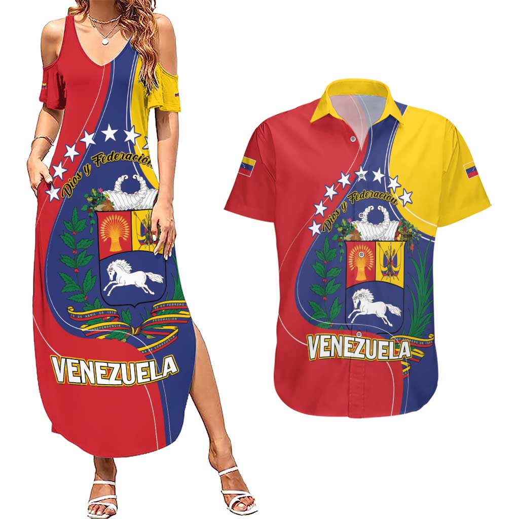 Personalized Venezuela Couples Matching Summer Maxi Dress and Hawaiian Shirt Coat Of Arms Curve Style