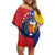 Personalized Venezuela Family Matching Off Shoulder Short Dress and Hawaiian Shirt Coat Of Arms Curve Style