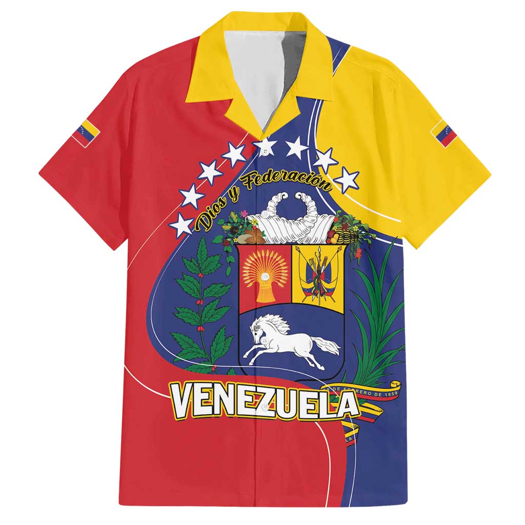 Personalized Venezuela Hawaiian Shirt Coat Of Arms Curve Style