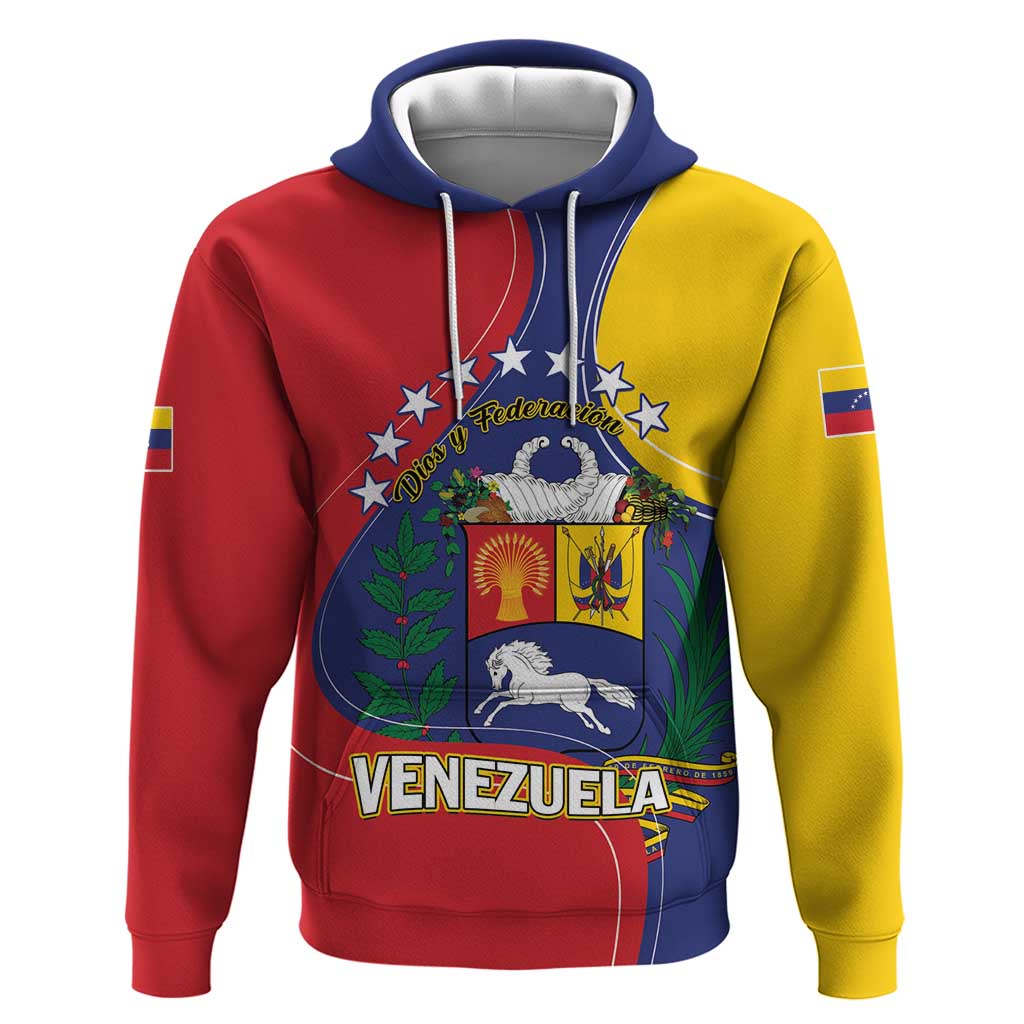 Personalized Venezuela Hoodie Coat Of Arms Curve Style