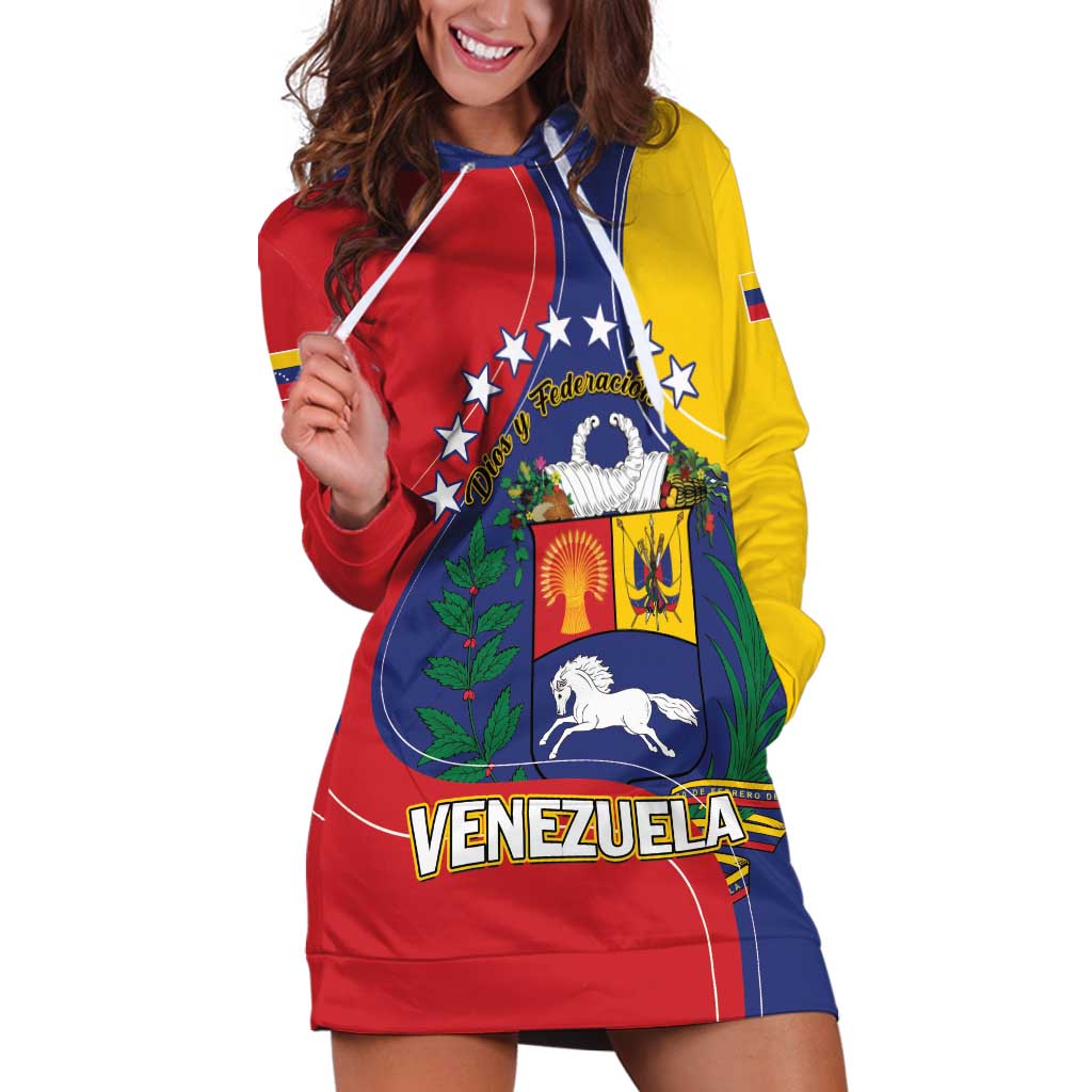 Personalized Venezuela Hoodie Dress Coat Of Arms Curve Style