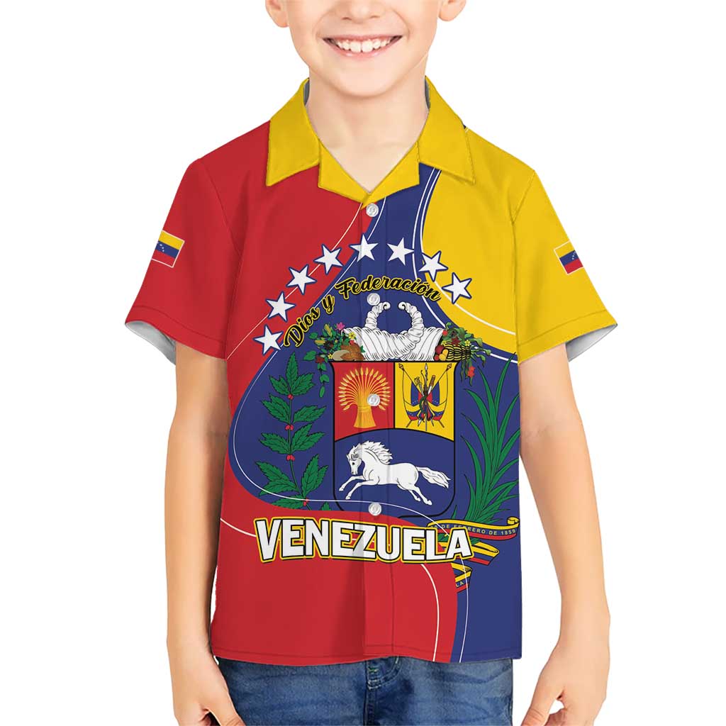 Personalized Venezuela Kid Hawaiian Shirt Coat Of Arms Curve Style