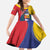 Personalized Venezuela Kid Short Sleeve Dress Coat Of Arms Curve Style