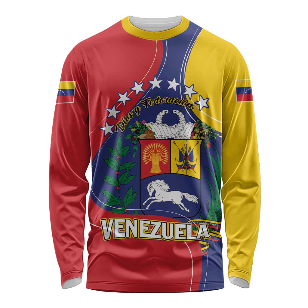 Personalized Venezuela Long Sleeve Shirt Coat Of Arms Curve Style