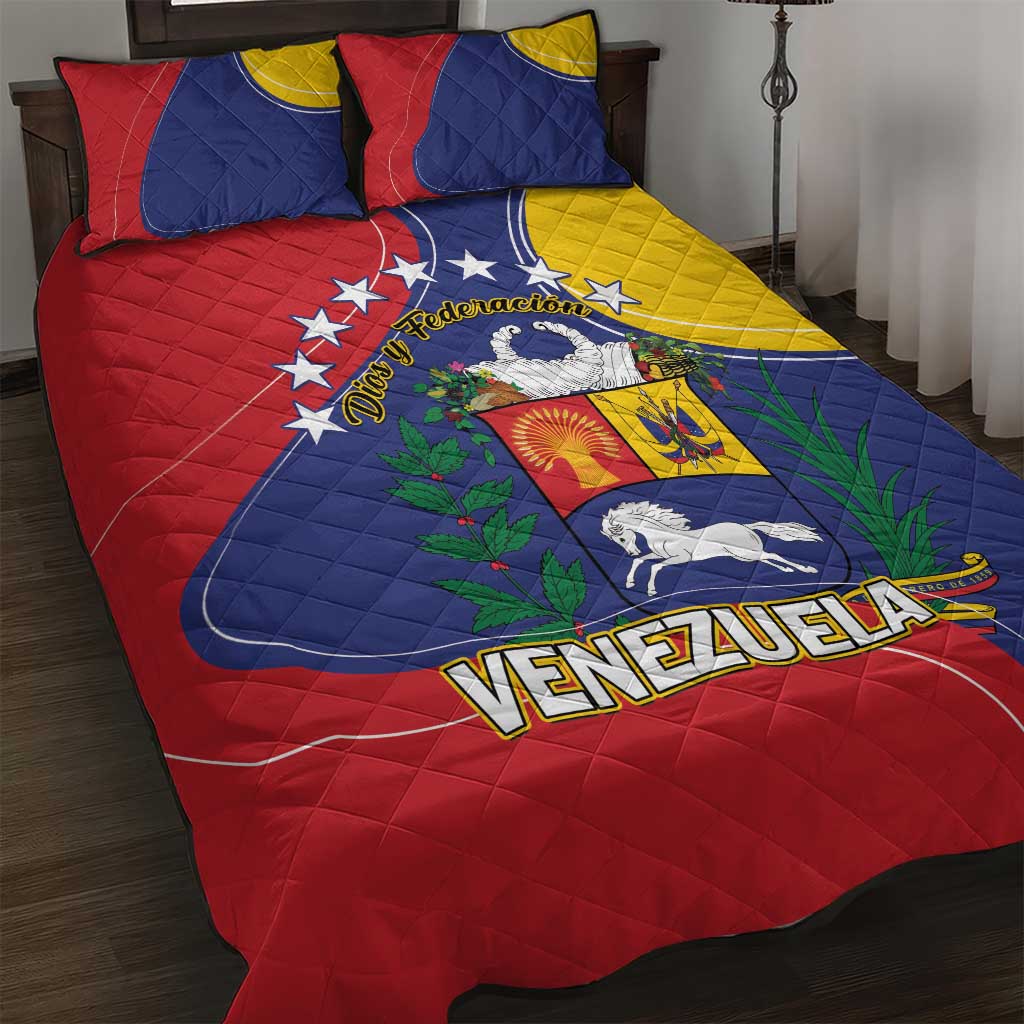 Venezuela Quilt Bed Set Coat Of Arms Curve Style