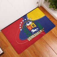 Venezuela coat-of-arms rubber doormat with red, blue, yellow curved flag artwork.