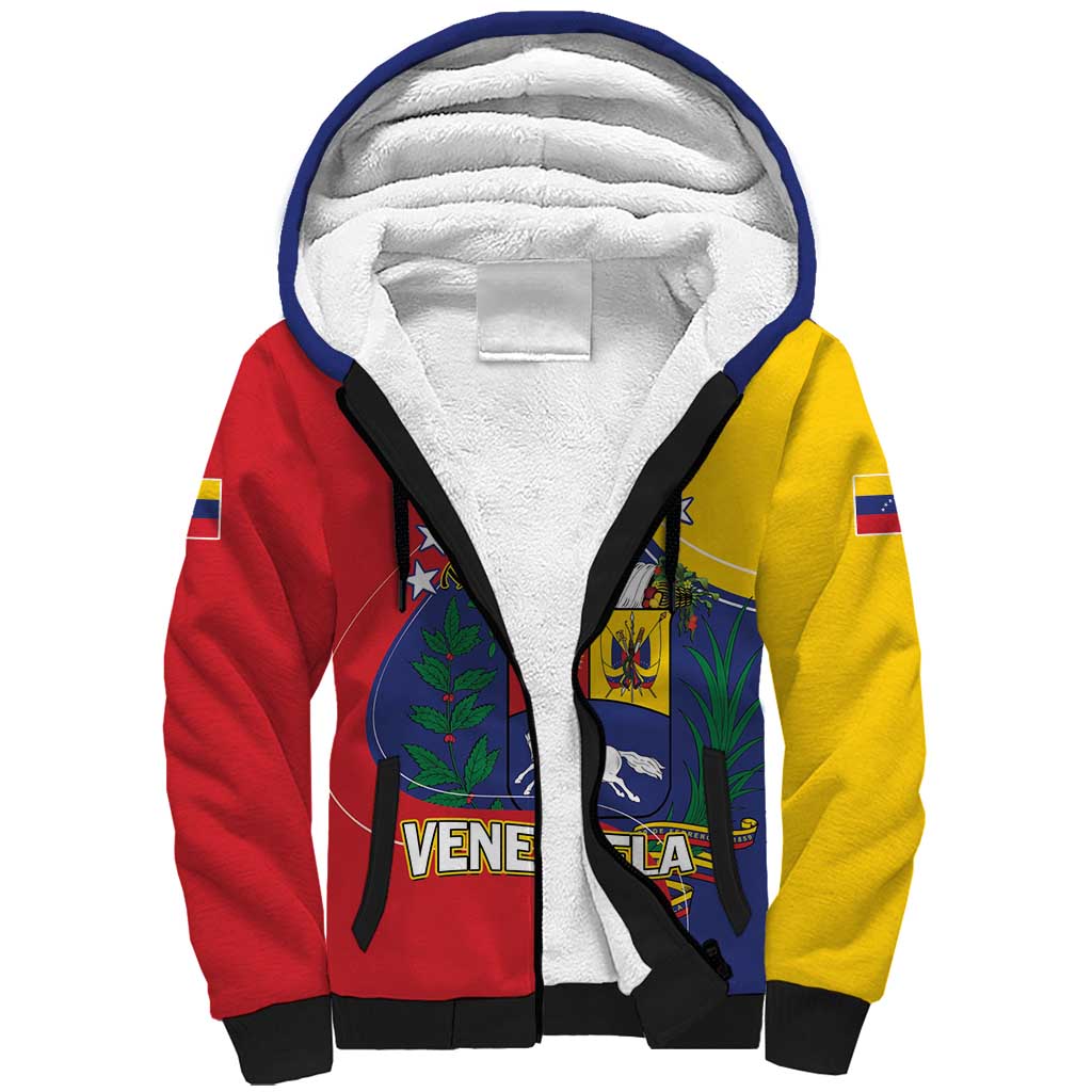 Personalized Venezuela Sherpa Hoodie Coat Of Arms Curve Style