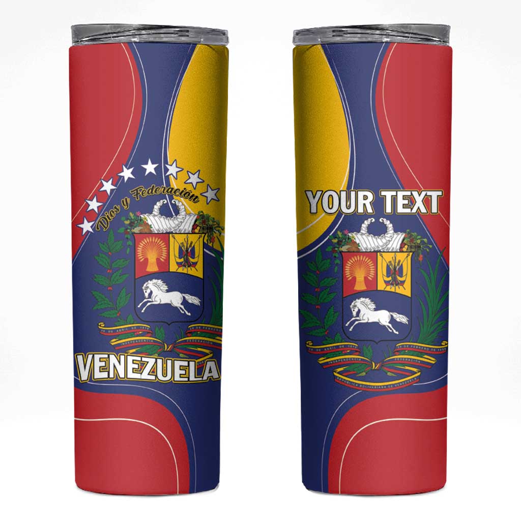 Personalized Venezuela Skinny Tumbler Coat Of Arms Curve Style