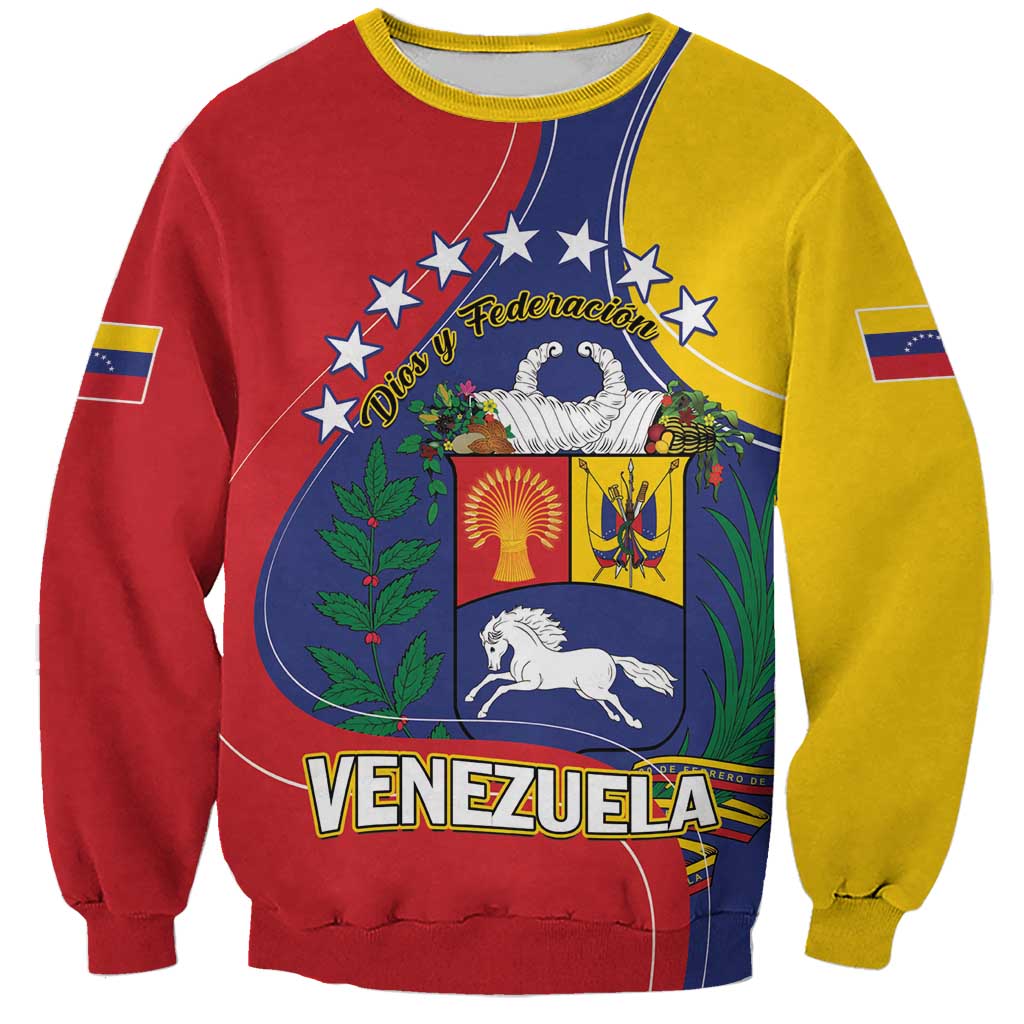 Personalized Venezuela Sweatshirt Coat Of Arms Curve Style