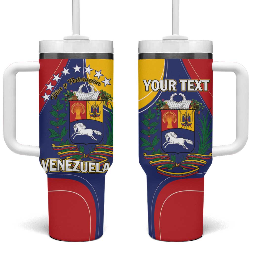 Personalized Venezuela Tumbler With Handle Coat Of Arms Curve Style