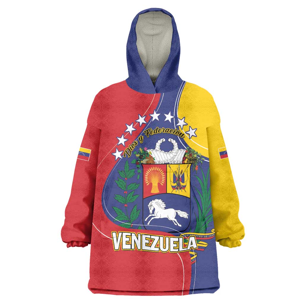 Personalized Venezuela Wearable Blanket Hoodie Coat Of Arms Curve Style