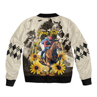 Personalized Preakness Horse Racing Sleeve Zip Bomber Jacket Middle Jewel