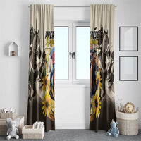 Horse racing window curtain pair with gathered header and horse silhouettes plus yellow blooms