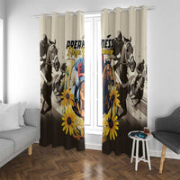 Horse racing window curtain pair with metal-ring hanging and horse silhouettes