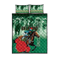 Green quilt bed set with rider and horse graphic, two matching pillow covers