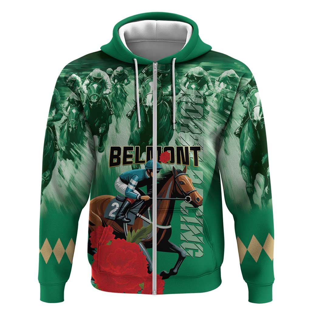 Personalized Belmont Horse Racing Zip Hoodie Run for the Carnations