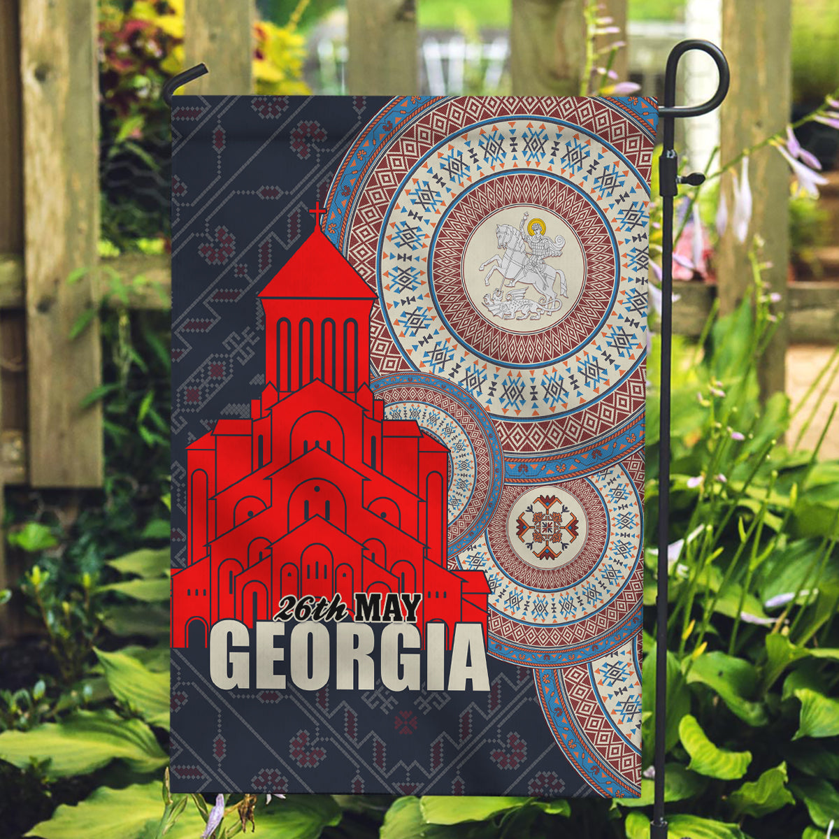 Georgia Independence Day Garden Flag Holy Trinity Cathedral of Tbilisi - Wonder Print Shop