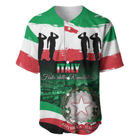 Italian flag baseball jersey with black silhouettes, red/green stripes, and star emblem